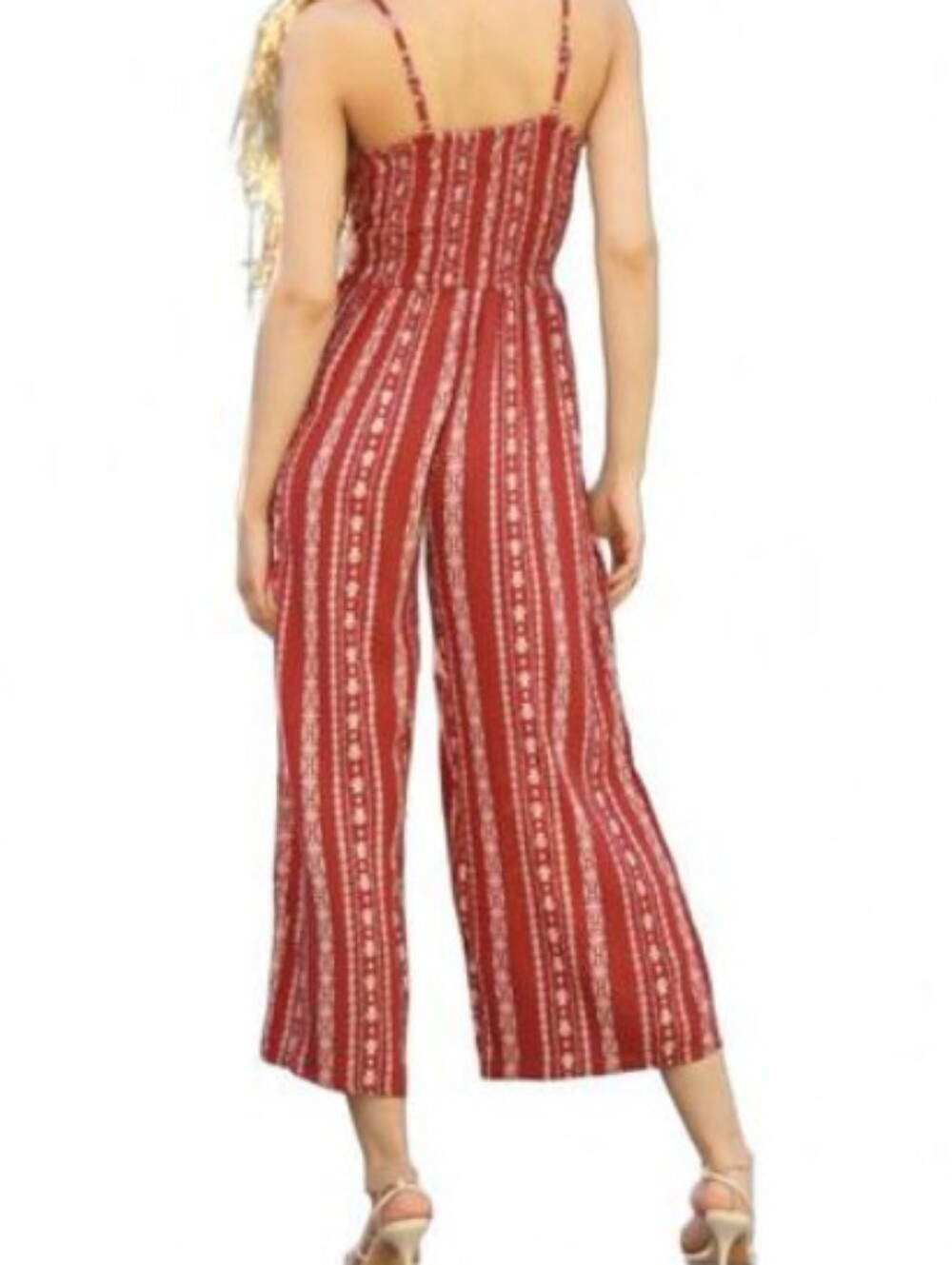 ANGIE Twist-Front Striped Jumpsuit - Picture 2 of 8